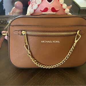 Michael Kors Tan Crossbody Bag with Gold Chain